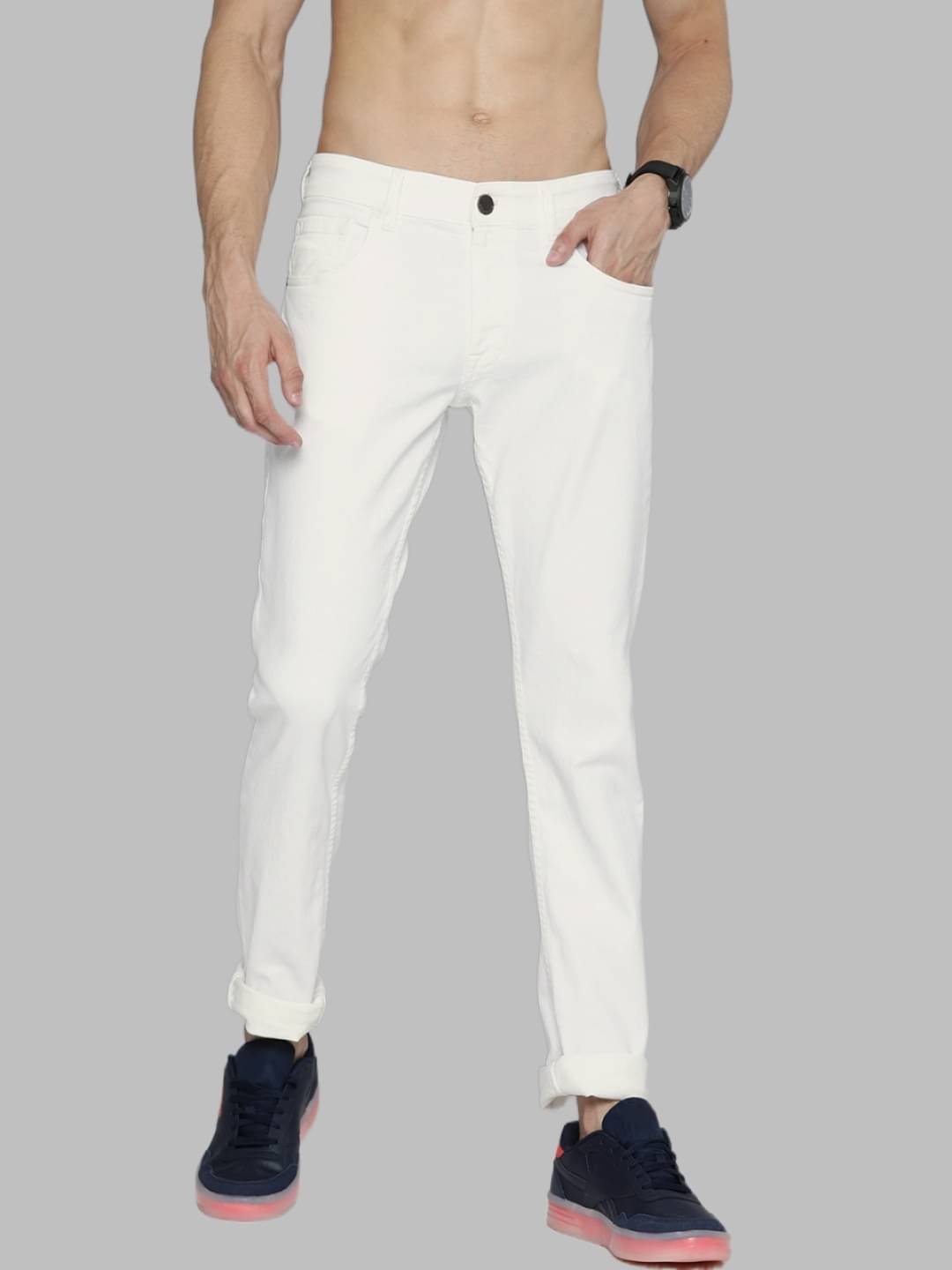    			HALOGEN - White Denim Slim Fit Men's Jeans ( Pack of 1 )
