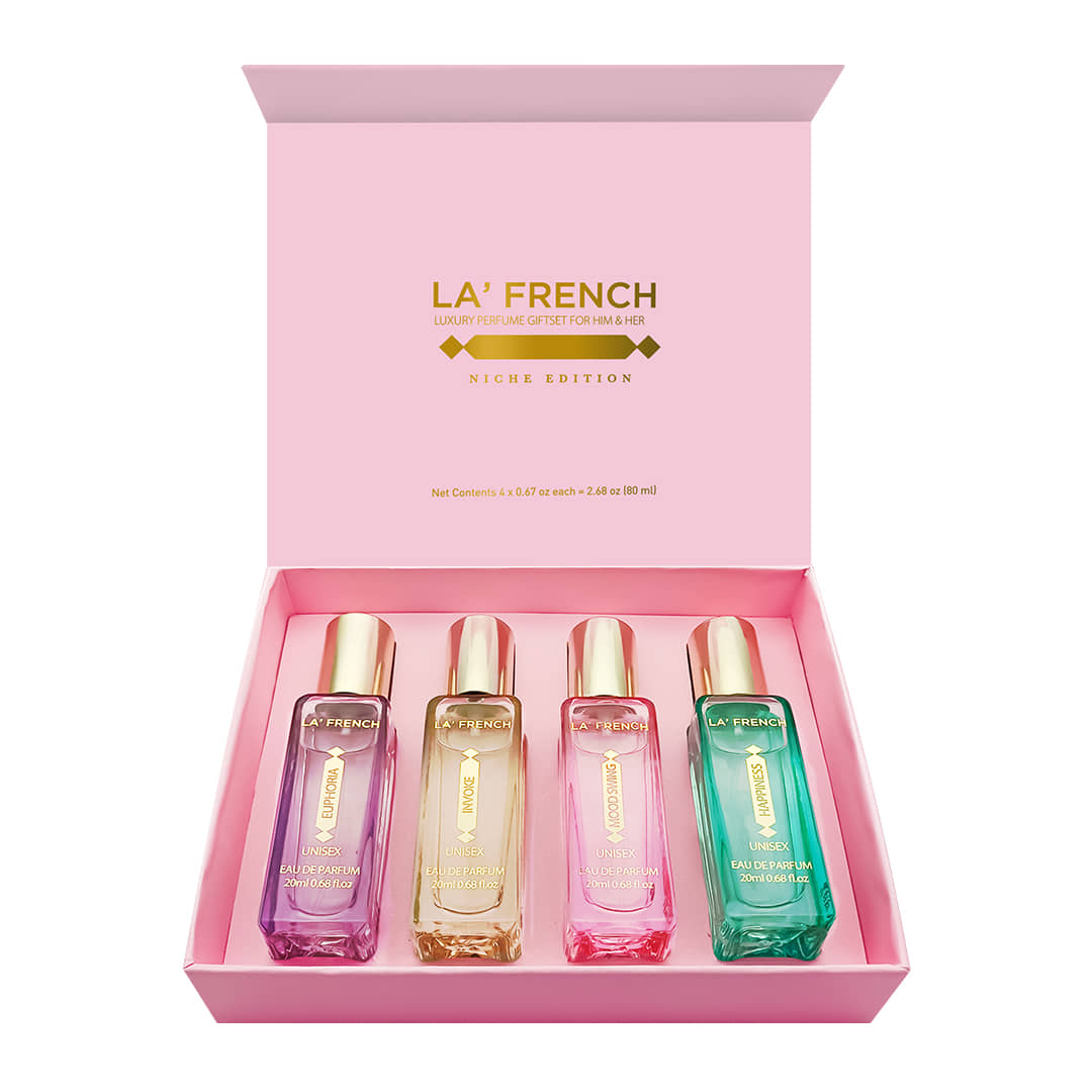 LA FRENCH - Mood Perfume Gift Set (Pink) Eau De Parfum (EDP) For Unisex 80ml ( Pack of 1 )