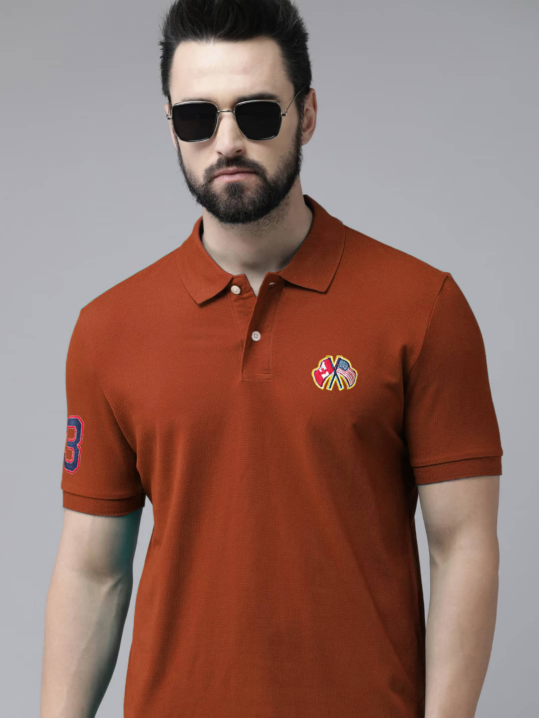 Merriment Pack of 1 Cotton Blend Regular Fit Embroidered Half Sleeves Men's Polo T Shirt ( Mustard )