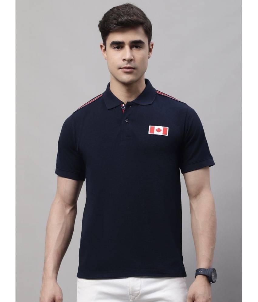 OBAAN Pack of 1 Cotton Regular Fit Printed Half Sleeves Men's Polo T Shirt ( Navy ) OBAAN Pack of 1 Cotton Regular Fit Printed Half Sleeves Men's Polo T Shirt ( Navy )