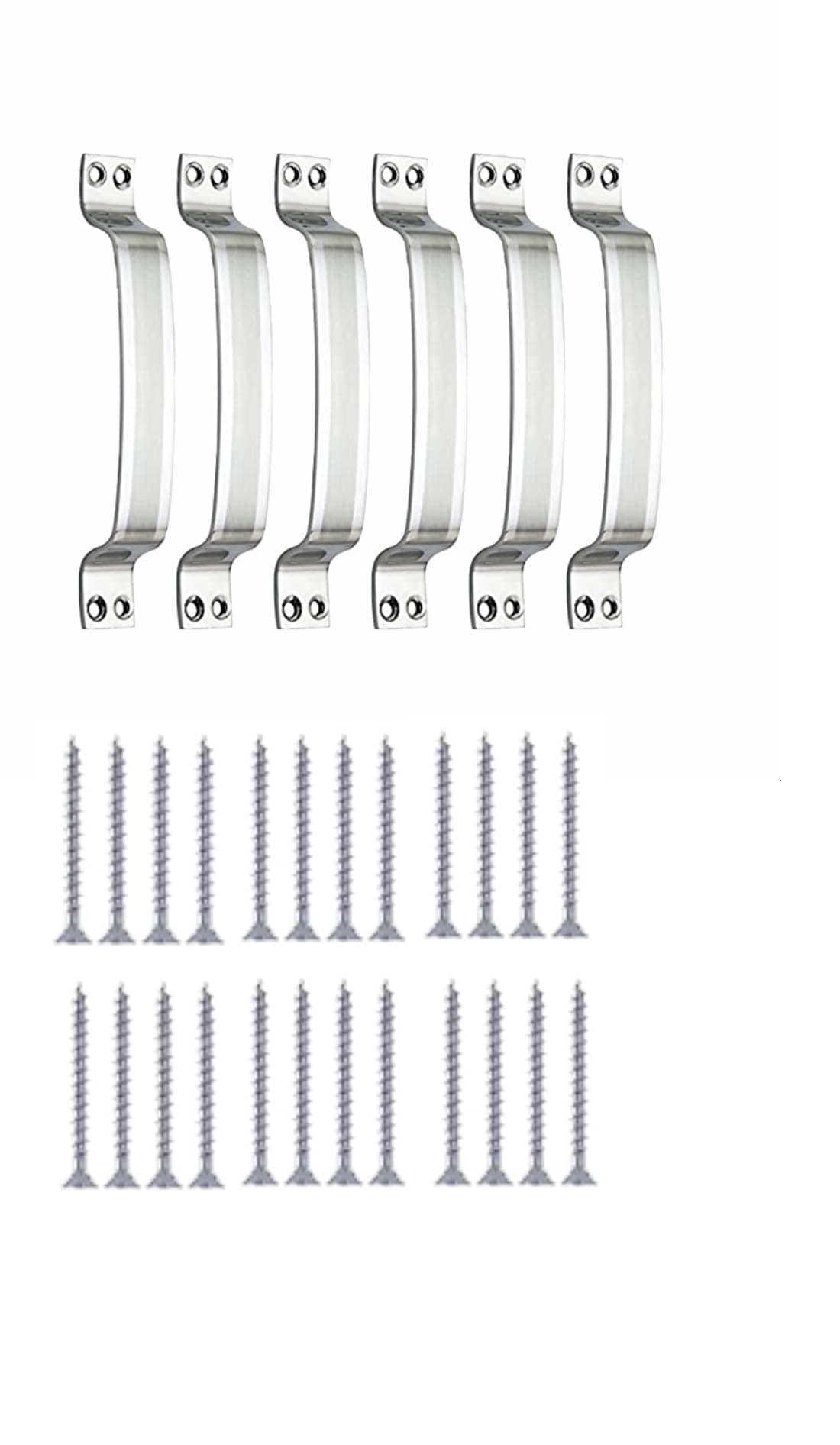 ONMAX Stainless Steel  6 Inches Handle for Home & Kitchen Doors/Cabinet/Window Handles - D Handle (Pack of 6 Pcs) DHSS06D