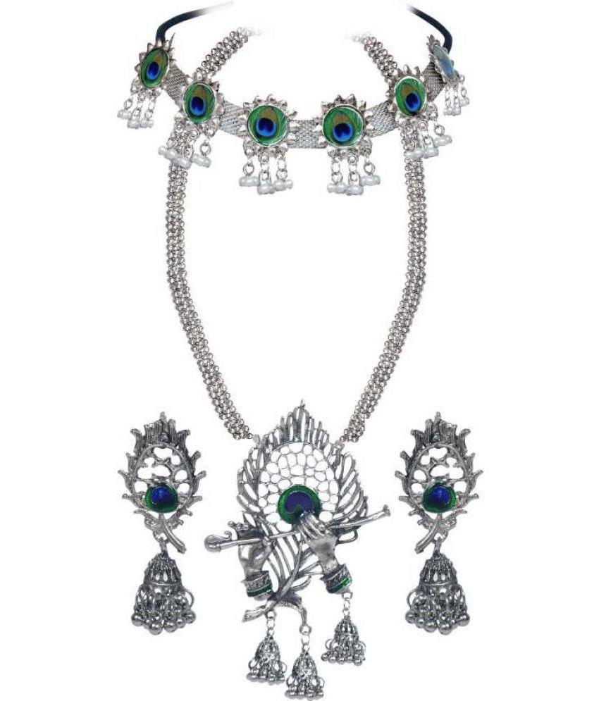     			PUJVI - Silver Alloy Necklace Set ( Pack of 2 )