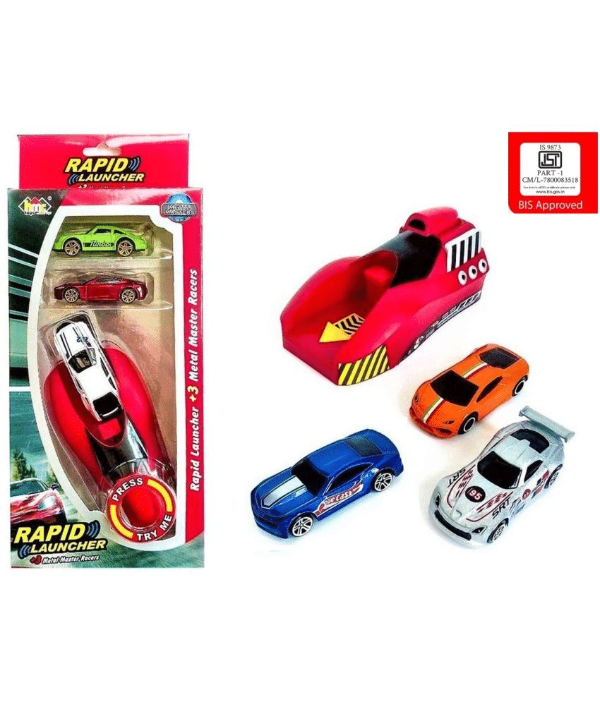VBE Rapid Launcher Play Set Toy with 3 Die Cast Metal Stunt Car for Kids (Multicolour) VBE Rapid Launcher Play Set Toy with 3 Die Cast Metal Stunt Car for Kids (Multicolour)