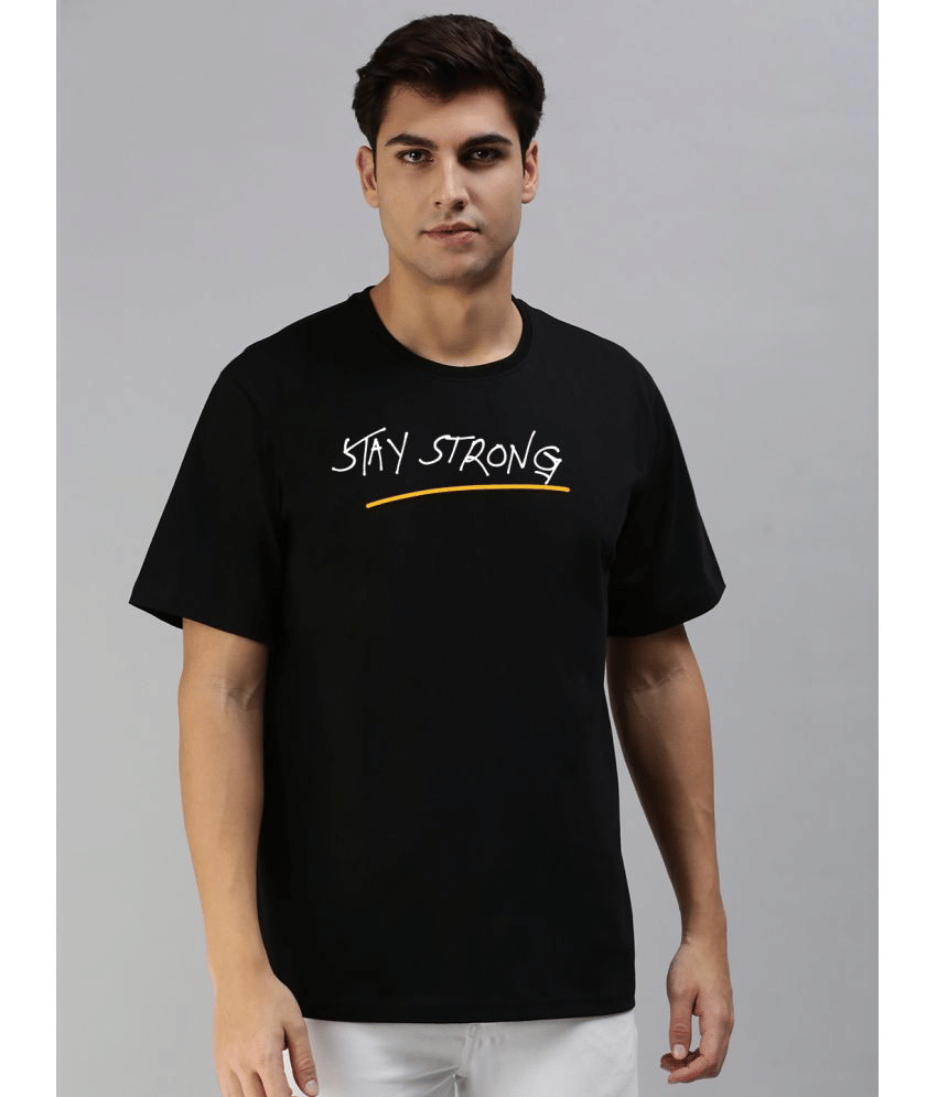 Veirdo Pack of 1 Cotton Oversized Fit Men's T-Shirt ( Black )