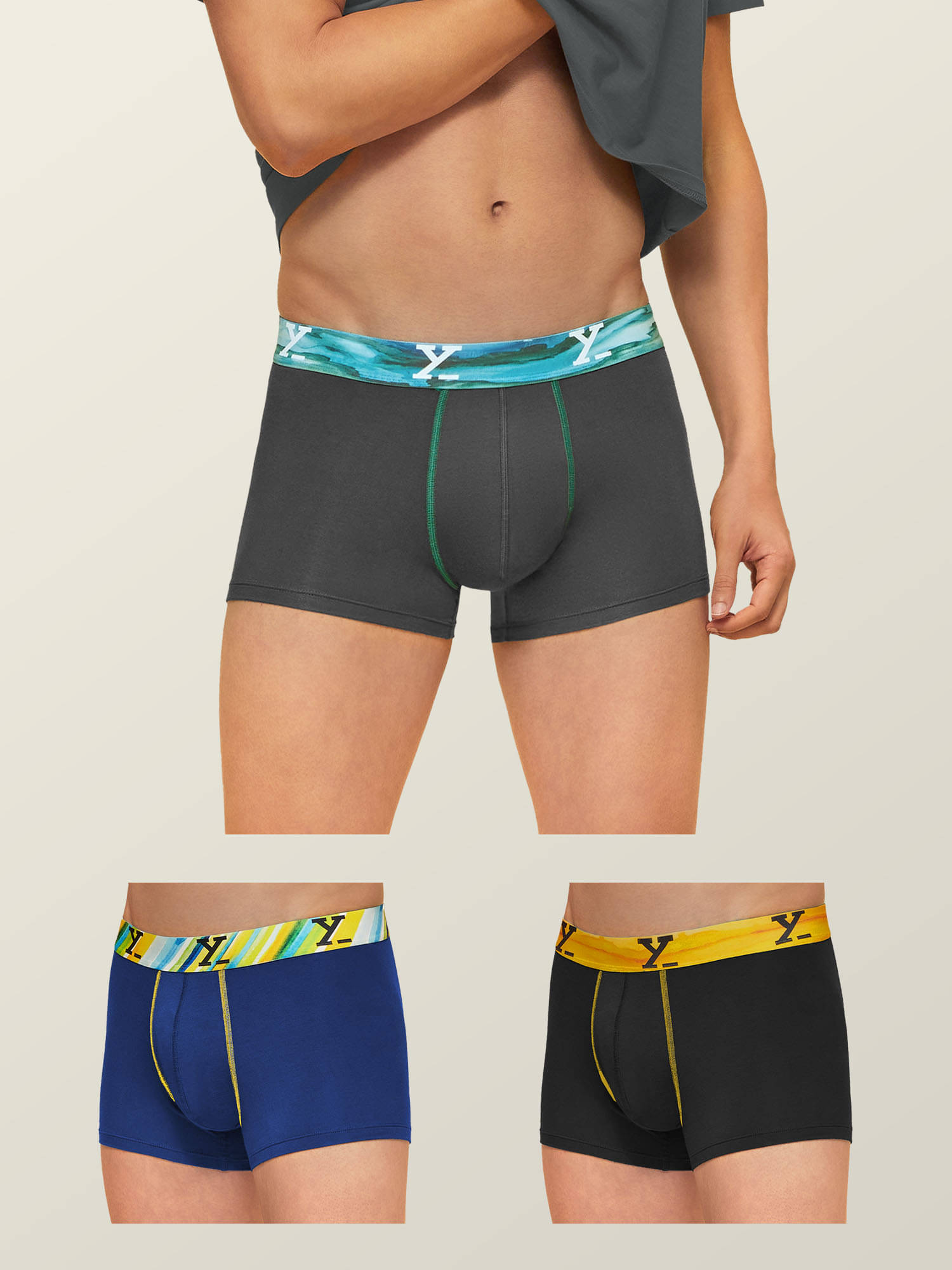 XYXX Pack of 3 Modal Trunks For Men's ( Multicolor ) XYXX Pack of 3 Modal Trunks For Men's ( Multicolor )