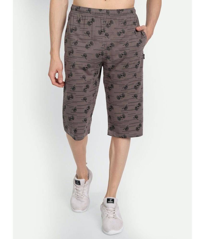     			Zeffit - Brown Cotton Blend Men's Three-Fourths ( Pack of 1 )