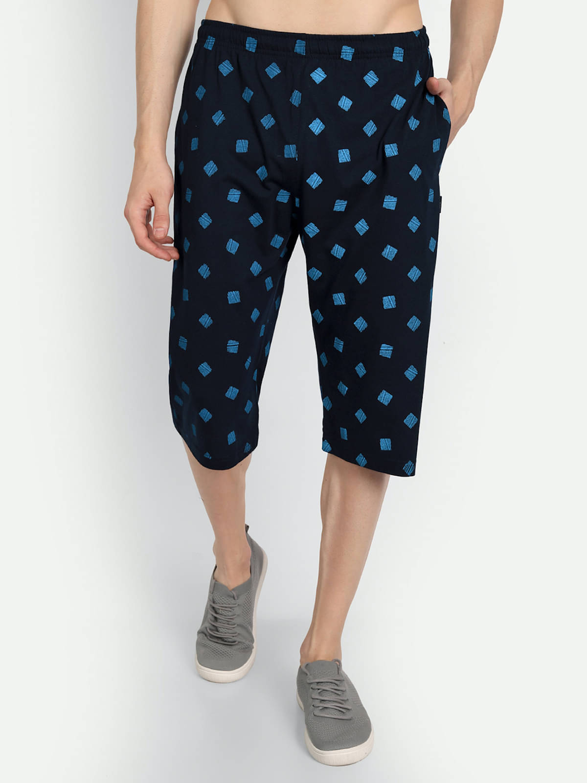     			Zeffit - Navy Cotton Blend Men's Three-Fourths ( Pack of 1 )