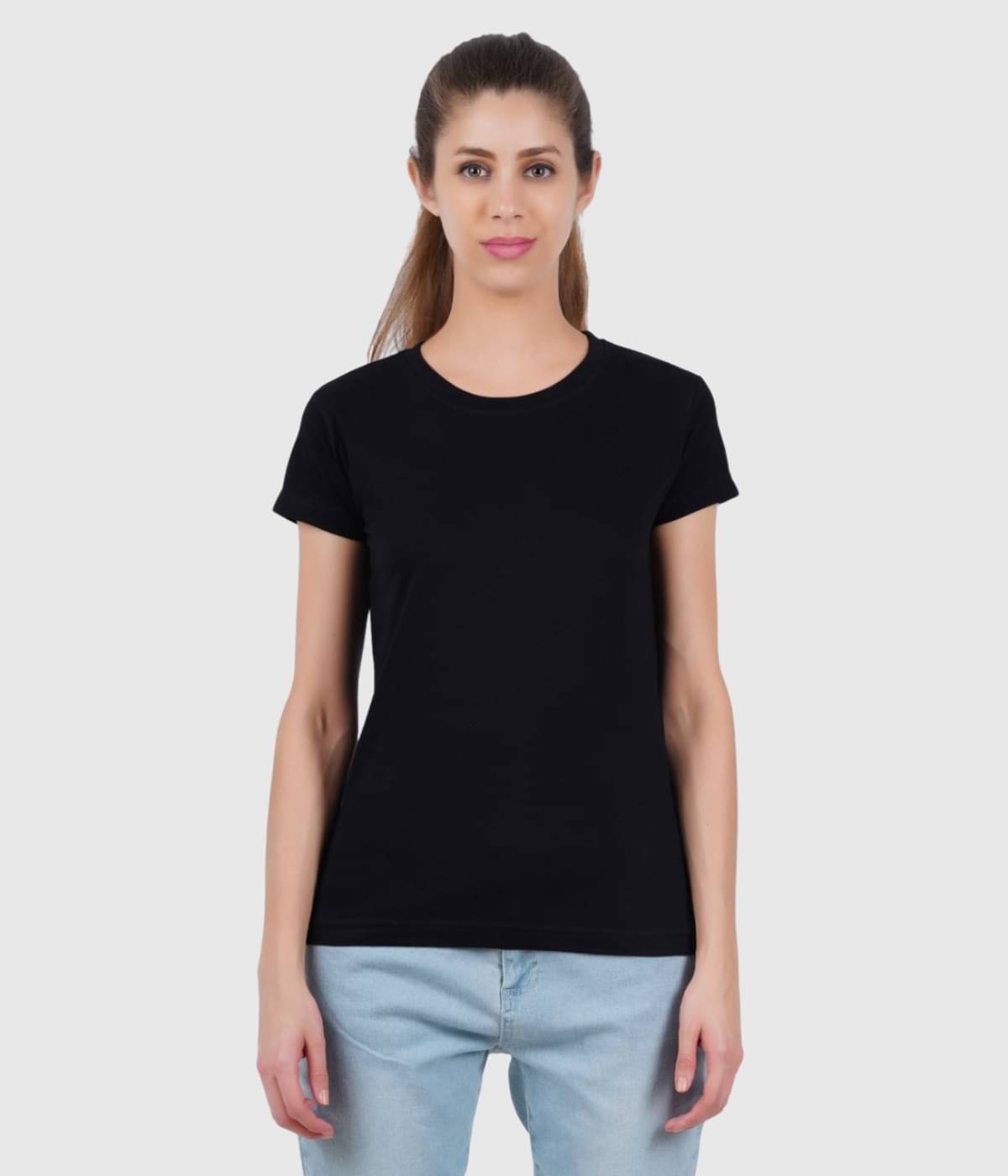 ferocious Women Cotton Solid Regular Fit Round Neck T-Shirt ( Black ) ferocious Women Cotton Solid Regular Fit Round Neck T-Shirt ( Black )