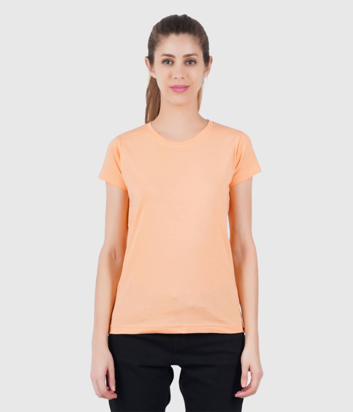     			ferocious Women Cotton Solid Regular Fit Round Neck T-Shirt ( Orange )