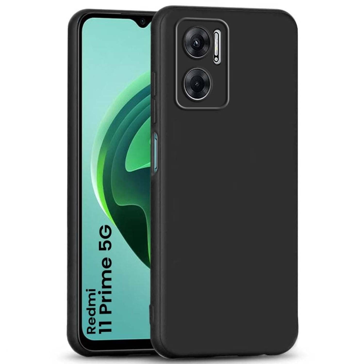     			Case Vault Covers - Black Silicon Plain Cases Compatible For Redmi 11 Prime 5G ( Pack of 1 )