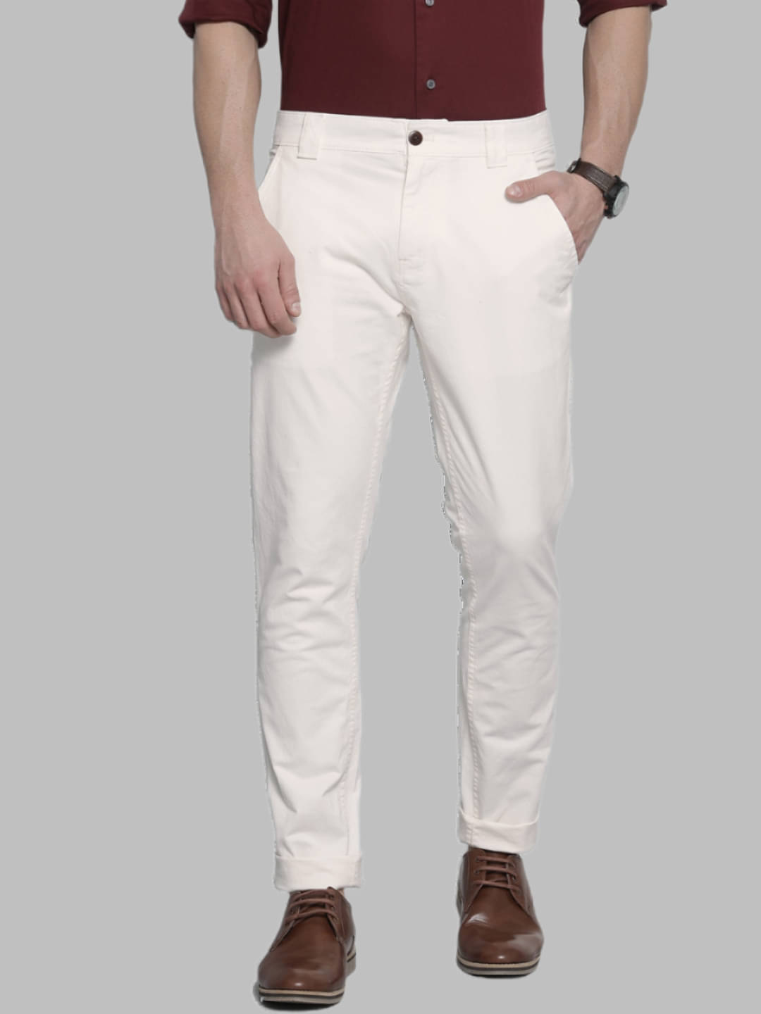     			HALOGEN White Slim Chinos ( Pack of 1 )