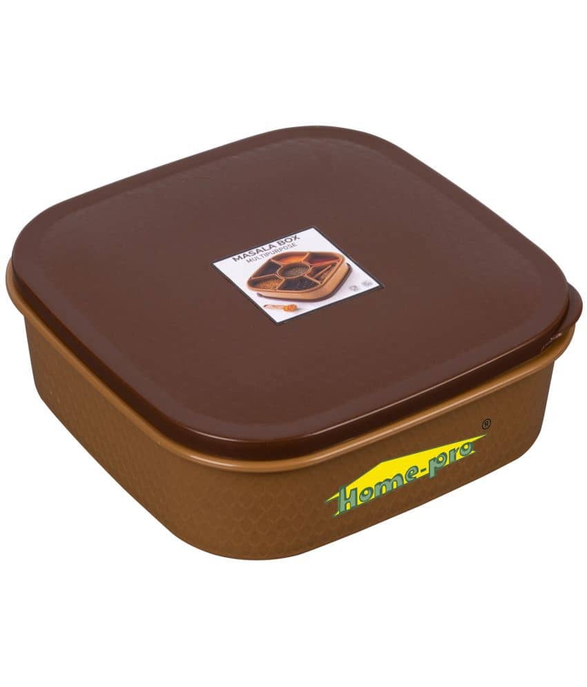 HomePro - Masala Dabba Plastic Brown Spice Container ( Set of 1 )