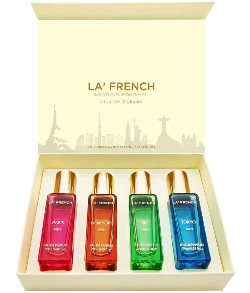 LA FRENCH - City of dreams Gift Set (Cream) Eau De Parfum (EDP) For Men 80ml ( Pack of 1 )