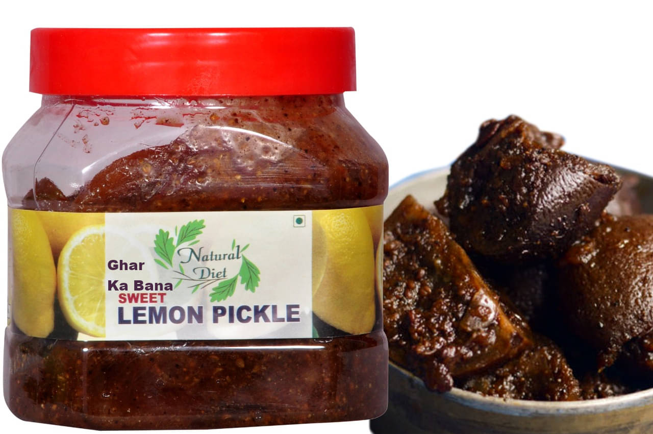 Natural Diet Sweet & Sour Lemon Pickle Khatta- Meetha Nimbu ka Achar Premium Pickle Jar | Mouth-Watering Pickle 500 g Natural Diet Sweet & Sour Lemon Pickle Khatta- Meetha Nimbu ka Achar Premium Pickle Jar | Mouth-Watering Pickle 500 g