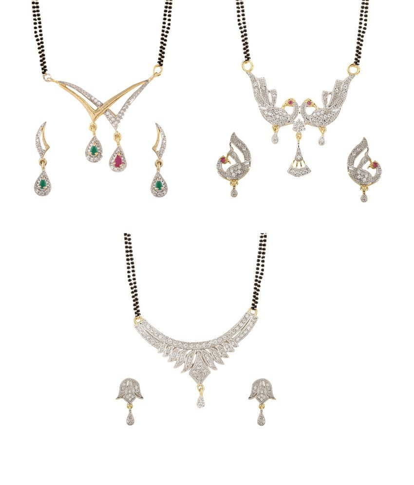     			Sunhari Jewels - Multi Color Mangalsutra Set ( Pack of 3 )