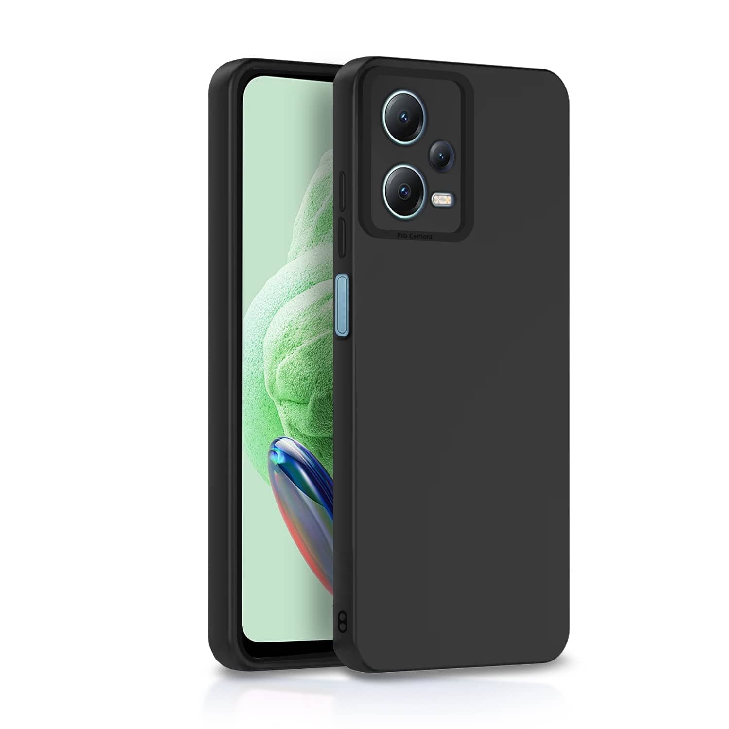 ZAMN - Black Silicon Plain Cases Compatible For Redmi Note 12 Pro 5G ( Pack of 1 )