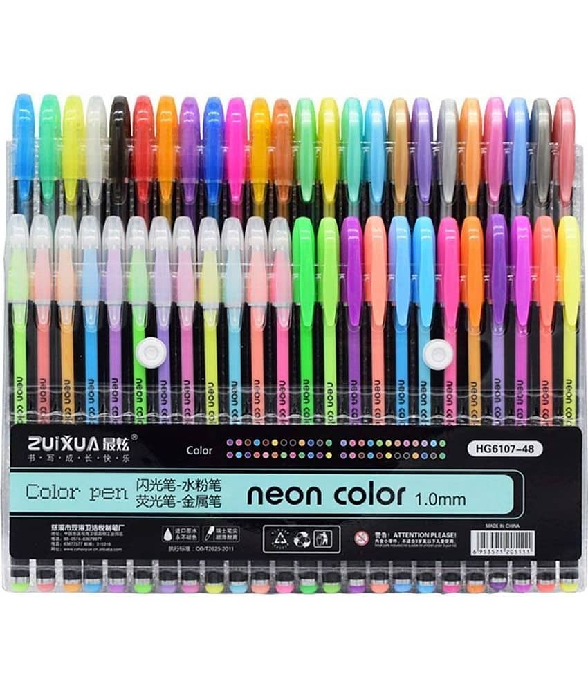 ART 48 Pc Gel Pens Set Color Gel Pens ,Glitter, Metallic , Neon Pens Set suoerfine Nib Sketch Pens (Set of 1, Multicolor) - Stationery | Buy online on ZillyBuy