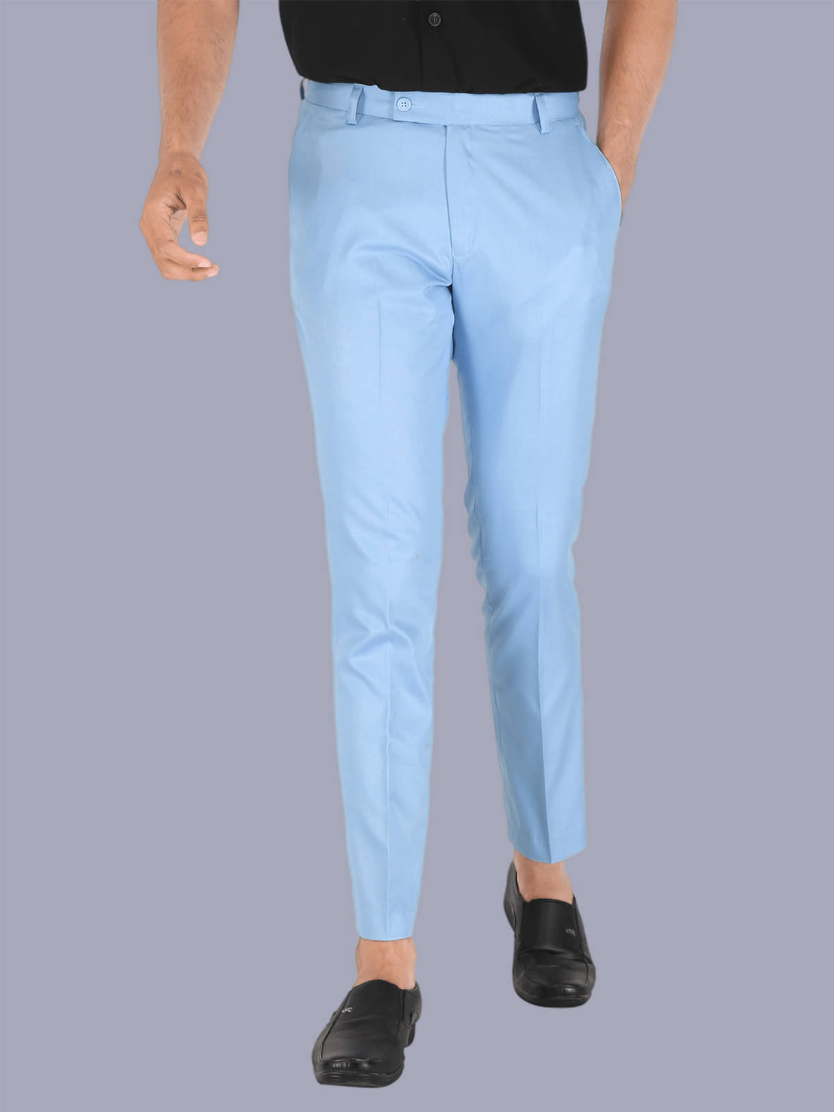     			CLARE&CLARA Light Blue Slim Formal Trouser ( Pack of 1 )