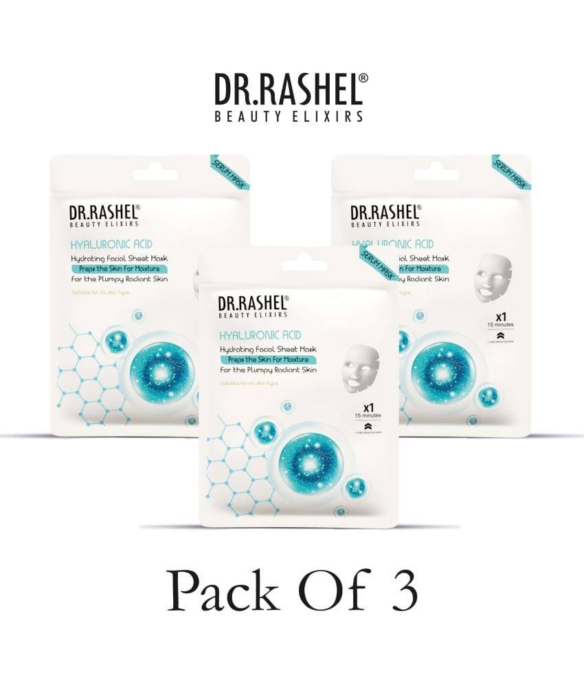 DR.RASHEL Hyaluronic Sheet Mask for Deep Hydration Suits All Skin Types 20 gm each ( Pack of 3) DR.RASHEL Hyaluronic Sheet Mask for Deep Hydration Suits All Skin Types 20 gm each ( Pack of 3)