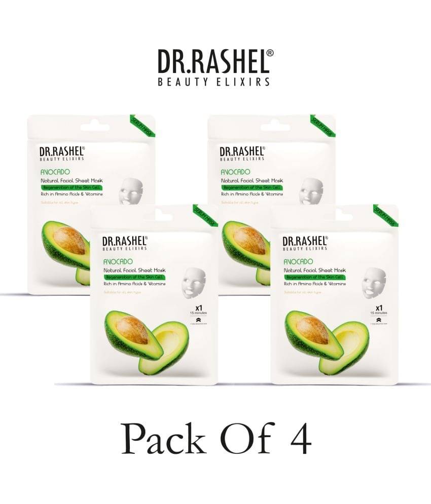 DR.RASHEL Avocado Sheet Mask for Deep Hydration Suits All Skin Types 20 gm each ( Pack of 4) DR.RASHEL Avocado Sheet Mask for Deep Hydration Suits All Skin Types 20 gm each ( Pack of 4)