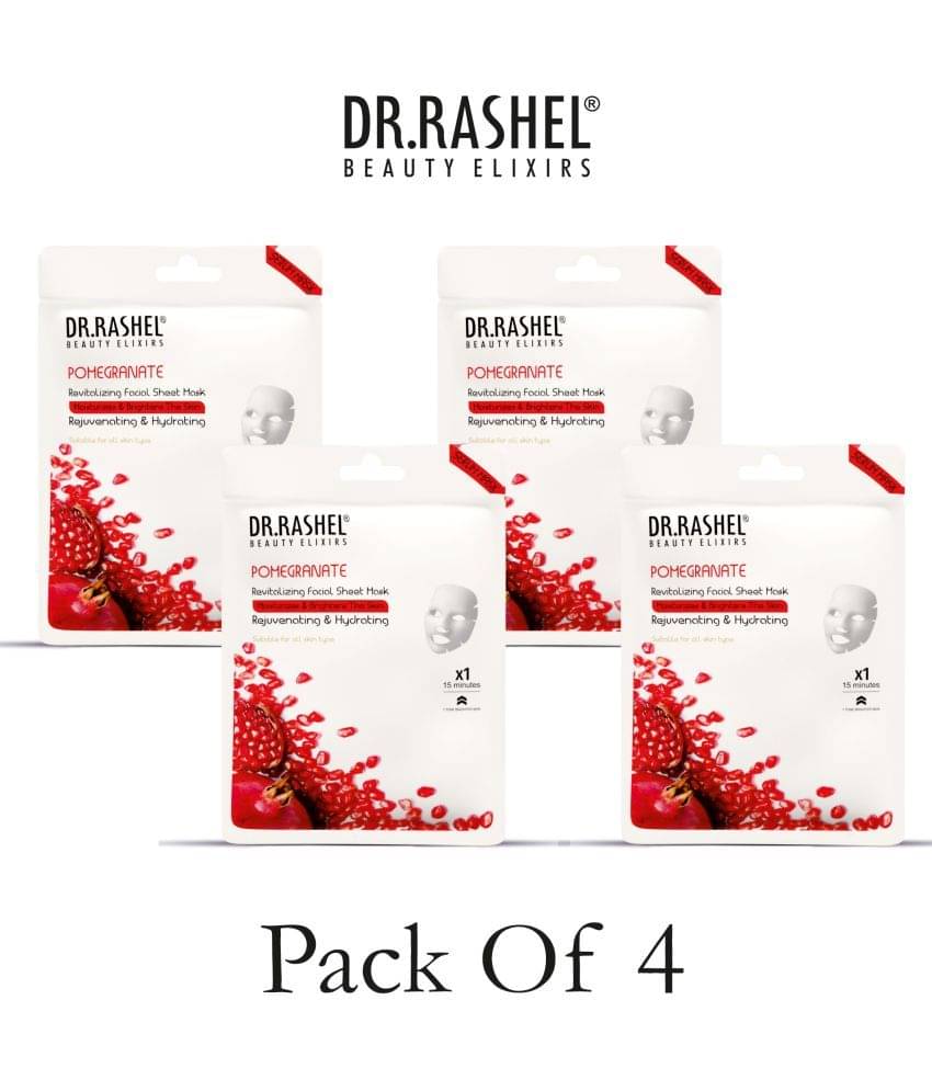 DR.RASHEL Pomegranate Sheet Mask for Deep Hydration Suits All Skin Types 20 gm each ( Pack of 4) DR.RASHEL Pomegranate Sheet Mask for Deep Hydration Suits All Skin Types 20 gm each ( Pack of 4)