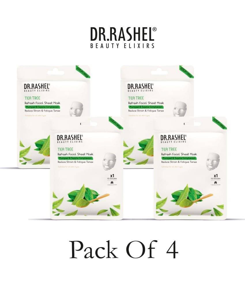     			DR.RASHEL Tea Tree Sheet Mask for Deep Hydration Suits All Skin Types 20 gm each ( Pack of 4)