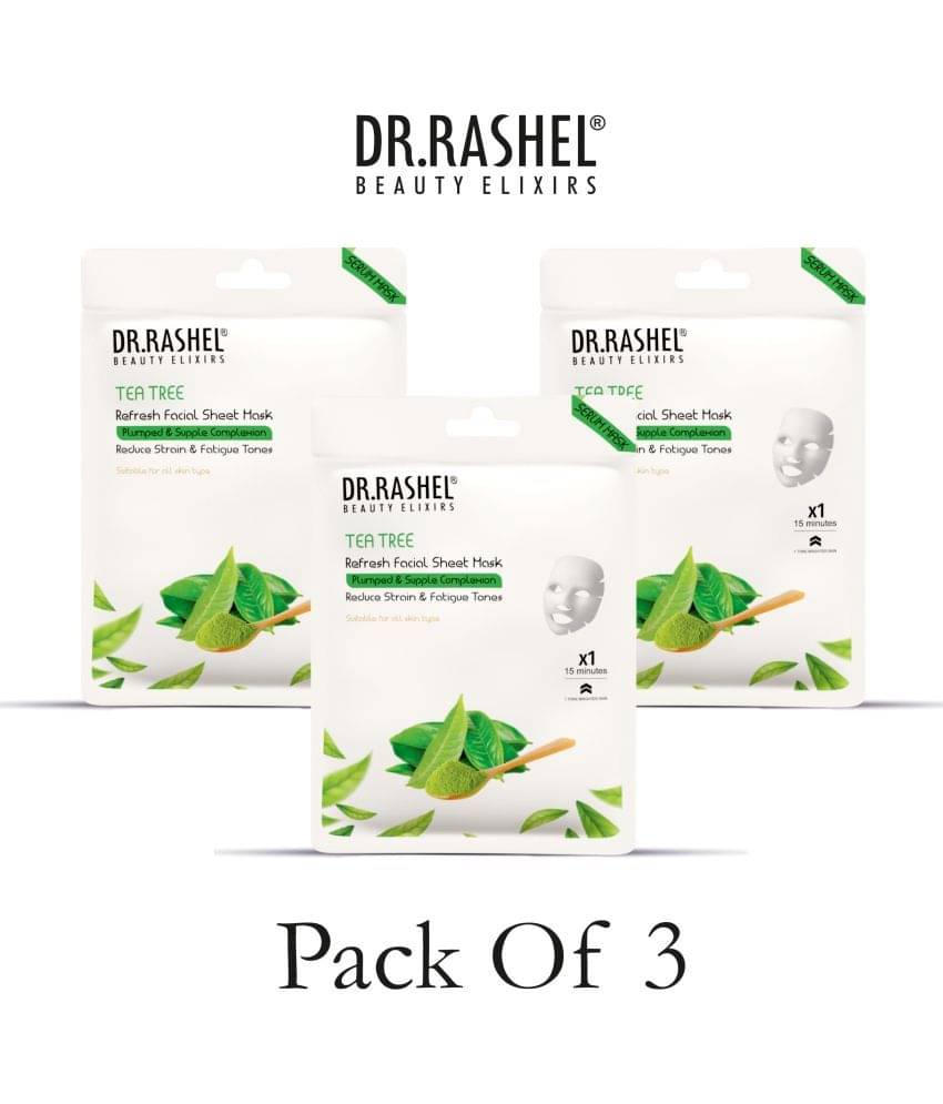 DR.RASHEL Tea Tree Sheet Mask for Deep Hydration Suits All Skin Types 20 gm each ( Pack of 3) DR.RASHEL Tea Tree Sheet Mask for Deep Hydration Suits All Skin Types 20 gm each ( Pack of 3)