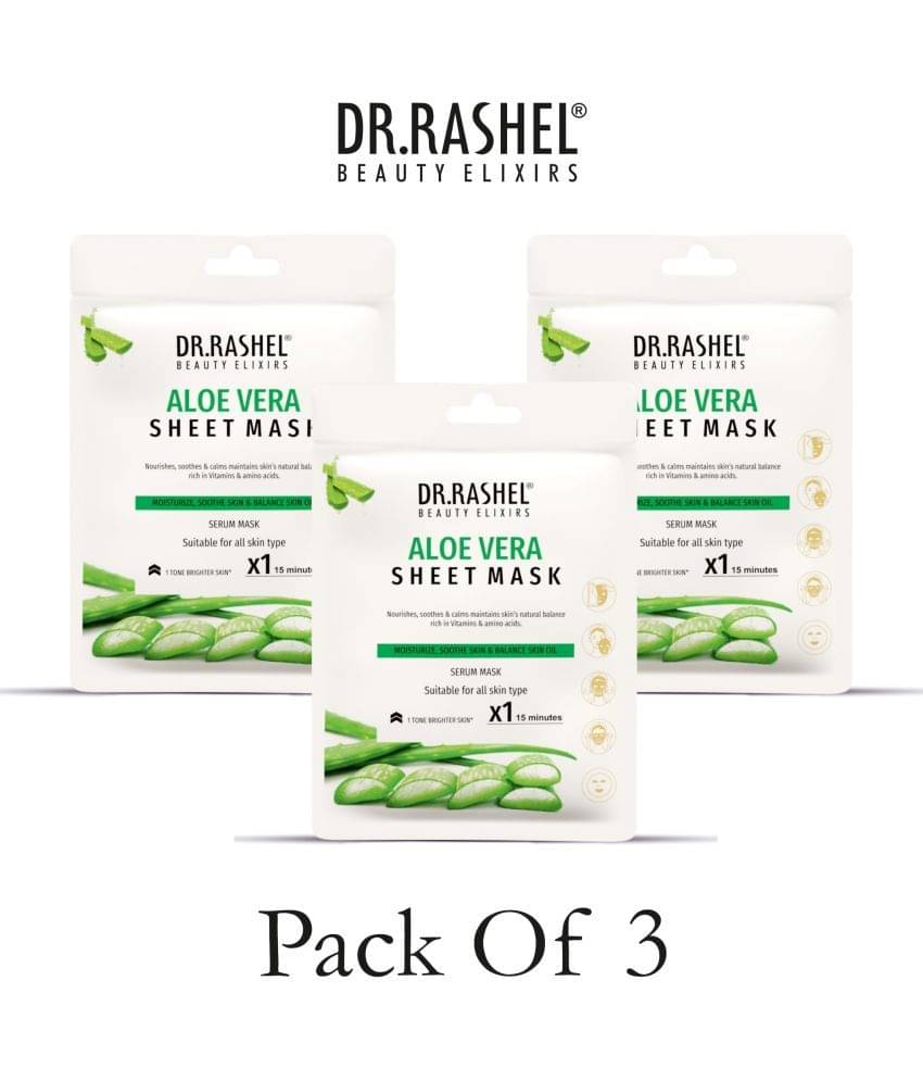 DR.RASHEL Aloe Vera Sheet Mask for Deep Hydration Suits All Skin Types 20 gm each ( Pack of 3) DR.RASHEL Aloe Vera Sheet Mask for Deep Hydration Suits All Skin Types 20 gm each ( Pack of 3)