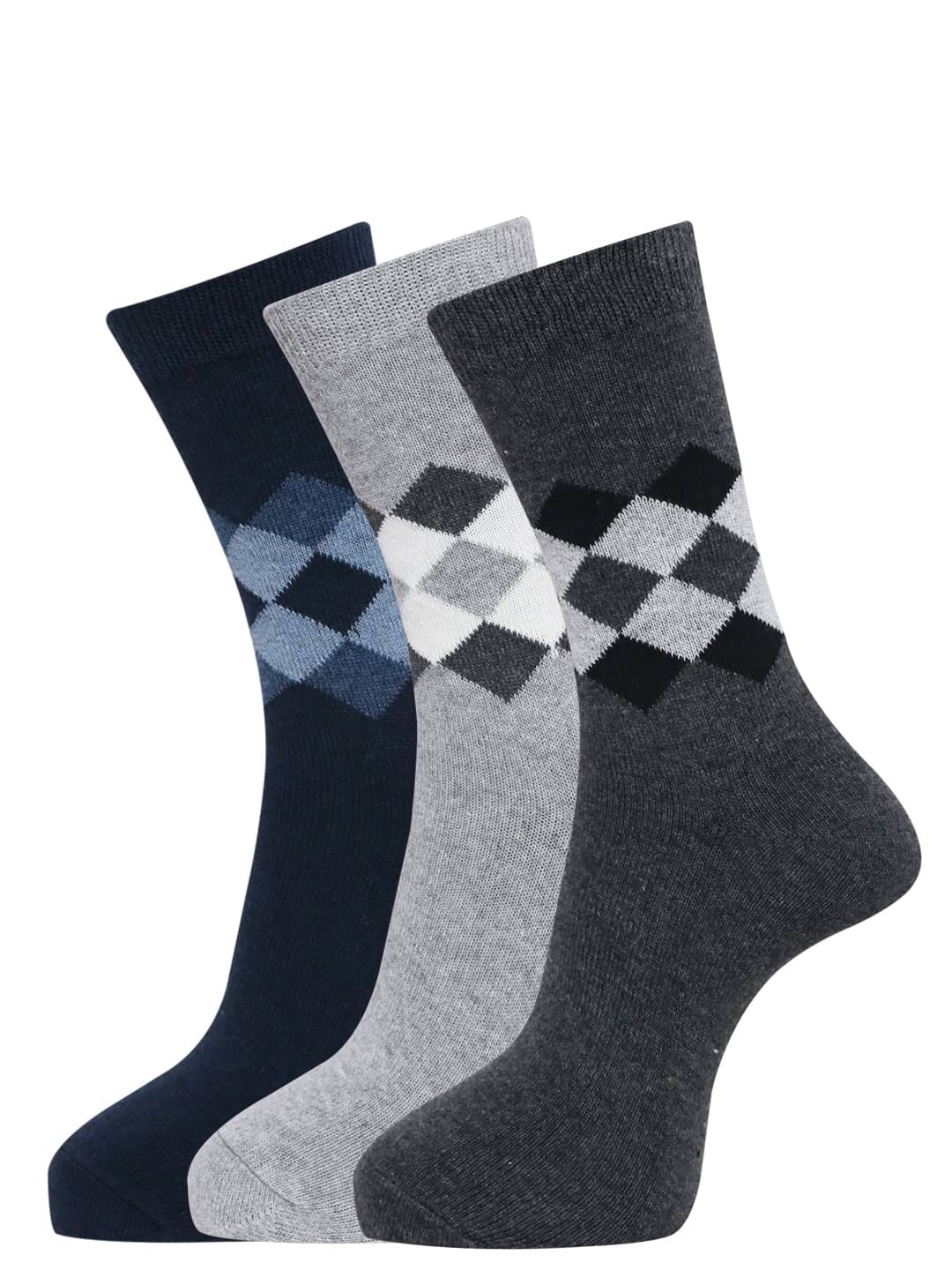     			Dollar - Woollen Men's Checks Multicolor Mid Length Socks ( Pack of 3 )