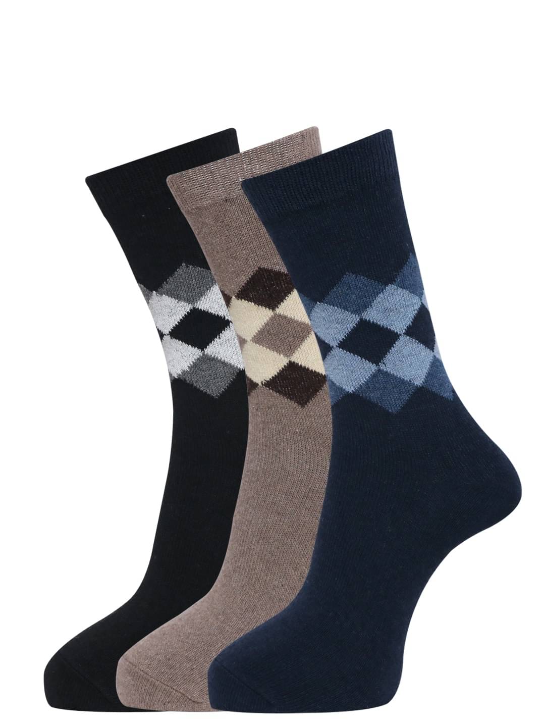 Dollar - Woollen Men's Self Design Multicolor Mid Length Socks ( Pack of 3 )     			Dollar - Woollen Men's Self Design Multicolor Mid Length Socks ( Pack of 3 )