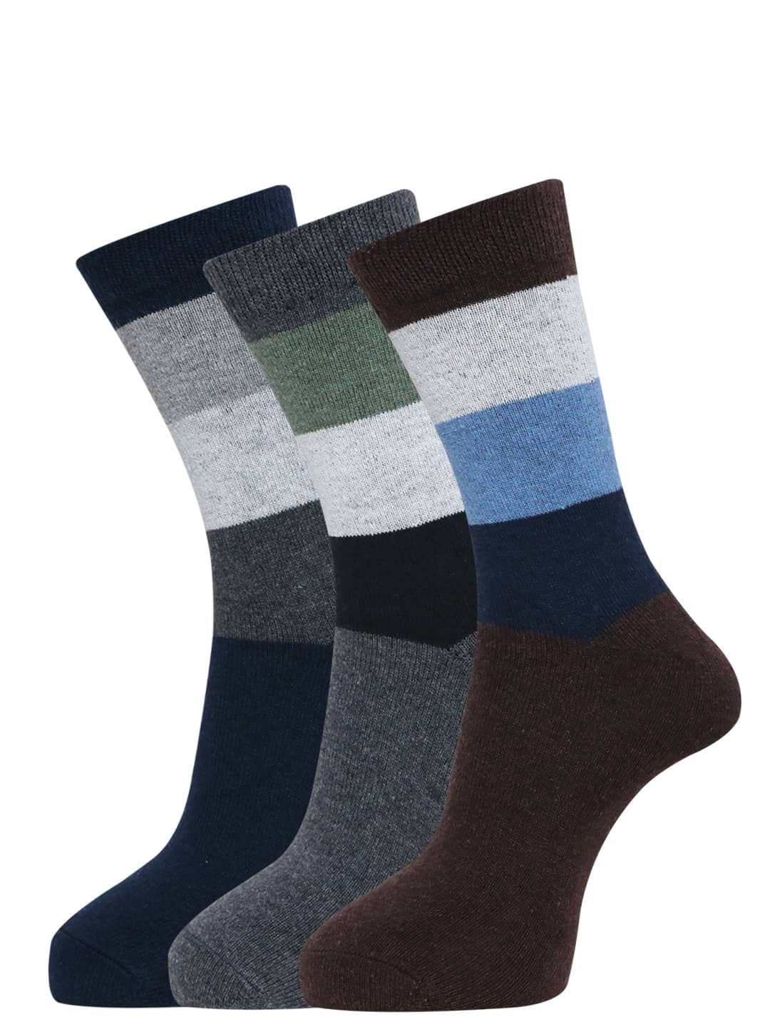 Dollar - Woollen Men's Striped Multicolor Mid Length Socks ( Pack of 3 ) - Socks | Buy online on ZillyBuy