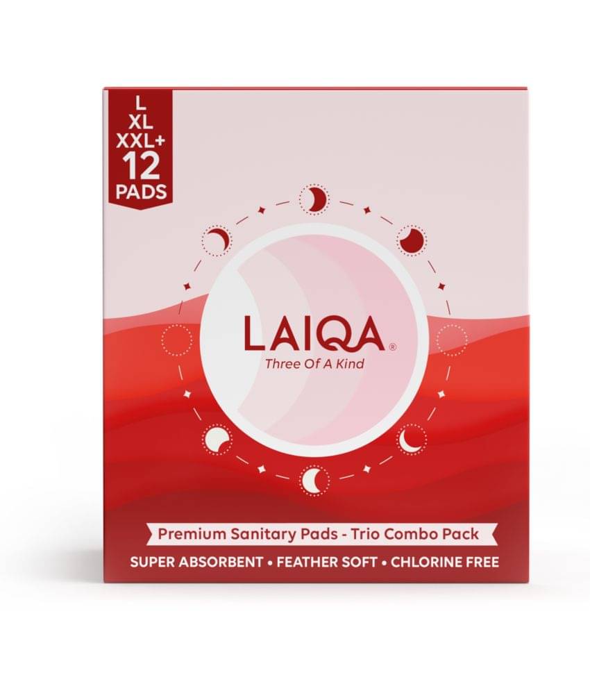     			LAIQA Sanitary Combo Trio Pack for Women- Pack of 12- 6 L+ 4XL + 2XXL Pads