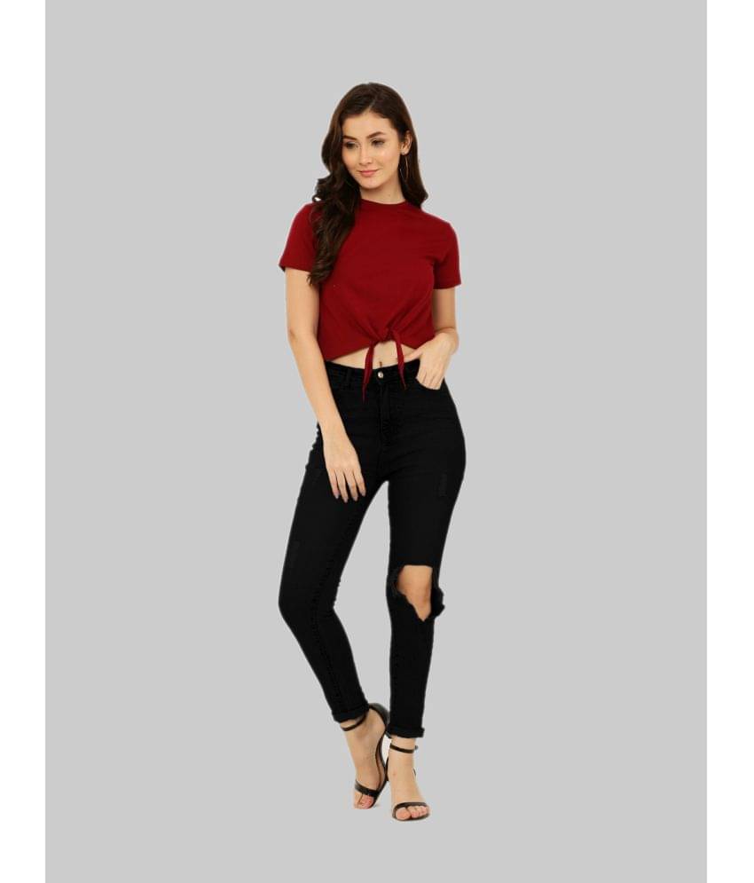 POSYFISH Women's Cotton Knot Front Top ( Maroon ) POSYFISH Women's Cotton Knot Front Top ( Maroon )
