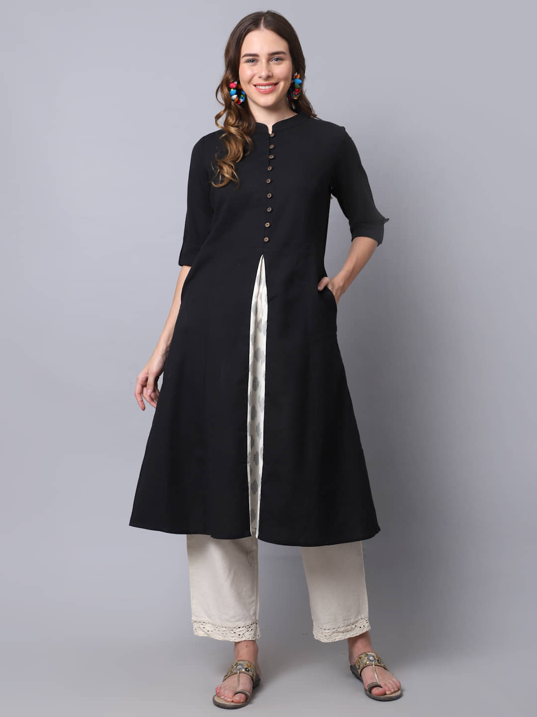 Pistaa - Black Cotton Women's A-line Kurti ( Pack of 1 ) - Kurtis, Tunics | Buy online on ZillyBuy