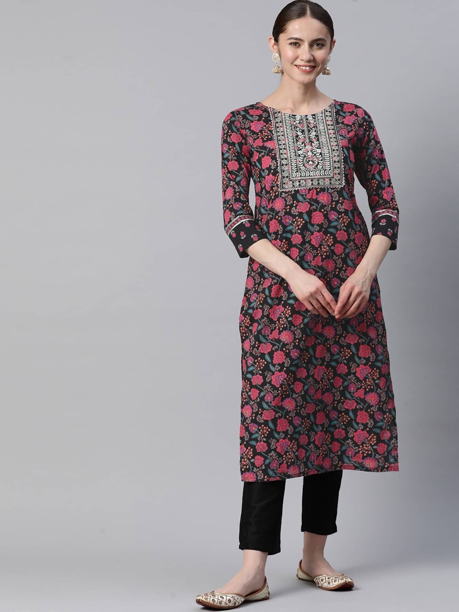 Vbuyz - Pink Cotton Women's Straight Kurti ( Pack of 1 ) - Kurtis, Tunics | Buy online on ZillyBuy