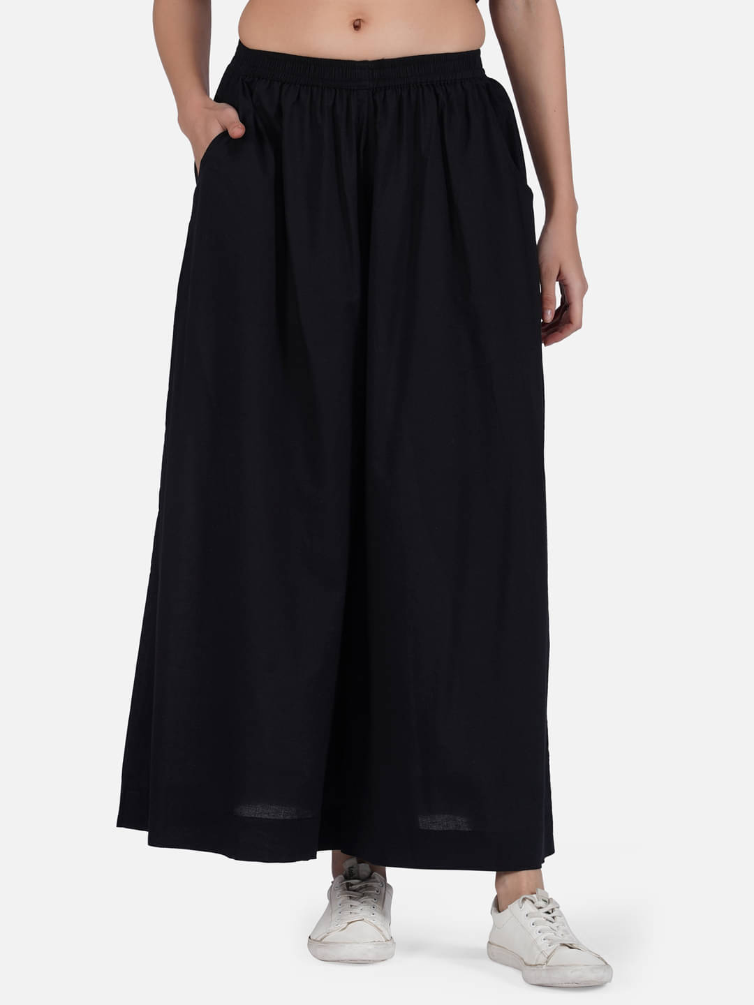 fabcoast - Black Cotton Flared Women's Palazzos ( Pack of 1 )     			fabcoast - Black Cotton Flared Women's Palazzos ( Pack of 1 )