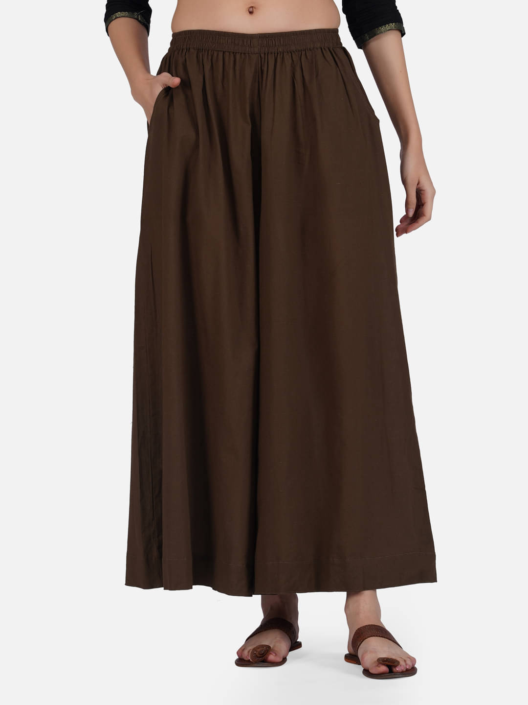 fabcoast - Brown Cotton Flared Women's Palazzos ( Pack of 1 ) fabcoast - Brown Cotton Flared Women's Palazzos ( Pack of 1 )