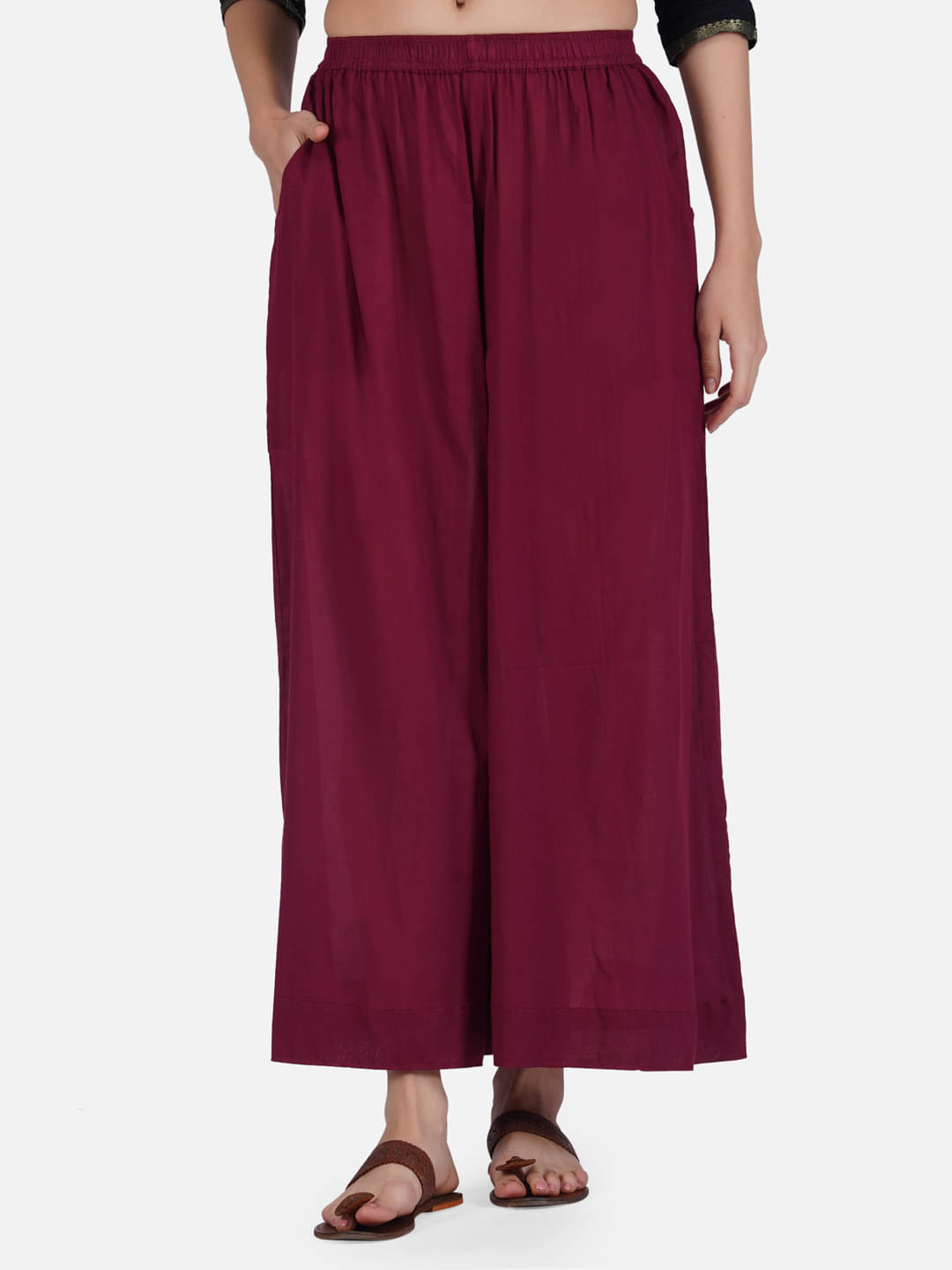     			fabcoast - Maroon Cotton Flared Women's Palazzos ( Pack of 1 )