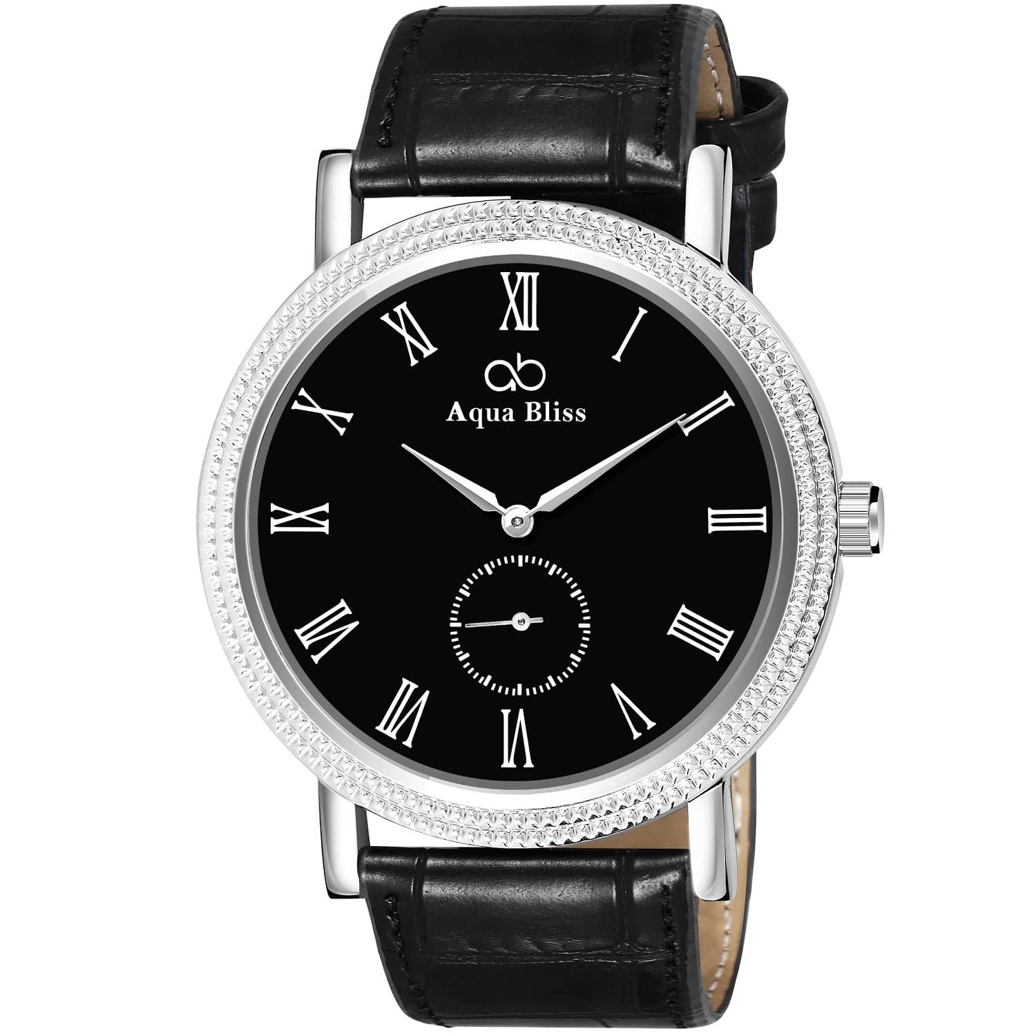 AQUA BLISS - Black Leather Chronograph Men's Watch