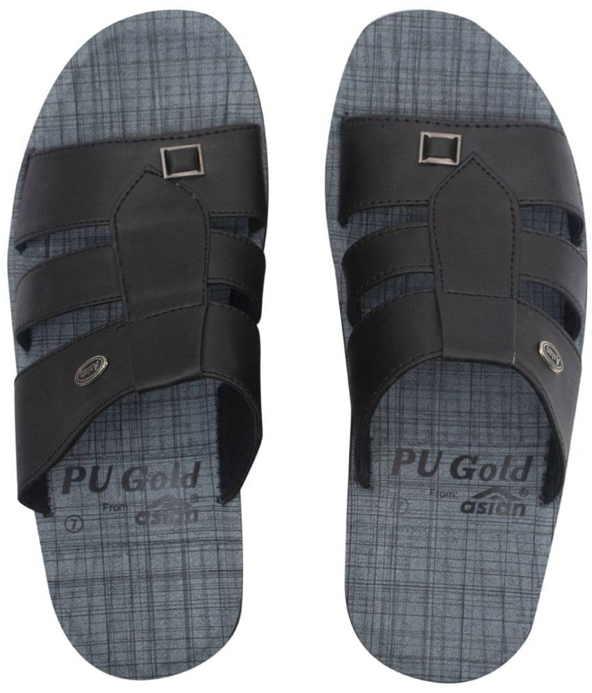     			ASIAN Black Men's Leather Slipper