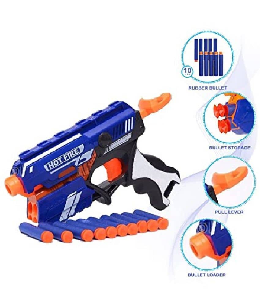 AURAPURO  Blaze Blaster Storm Hot Fire Shooting Toy Gun with 10 Soft Foam Bullets Perfect Guns for Boys Kids