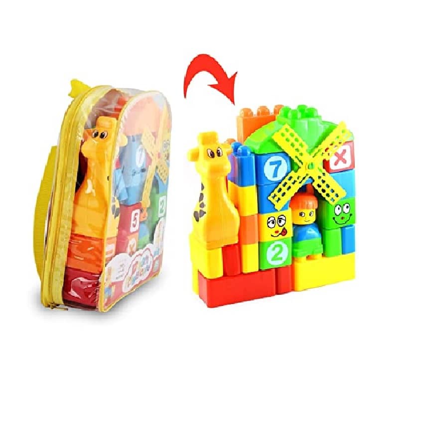 AURAPURO Creative Play Building Blocks Set for Kids | 35 Pieces of Colourful Blocks to Develop Creativity and Imagination of Children