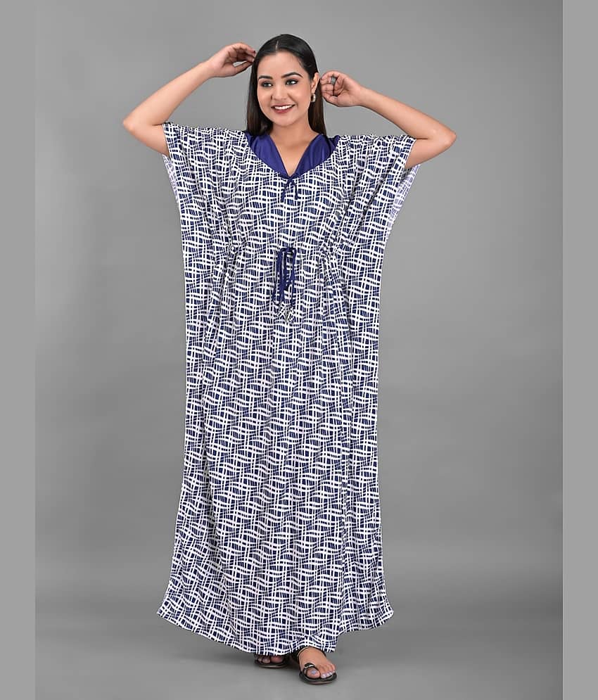 Apratim - Blue Satin Women's Nightwear Kaftan Night Dress ( Pack of 1 ) - Nightwear & Loungewear | Buy online on ZillyBuy