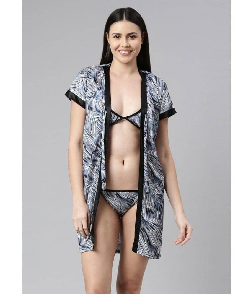     			BAILEY SELLS - Blue Satin Women's Nightwear Robes ( Pack of 2 )