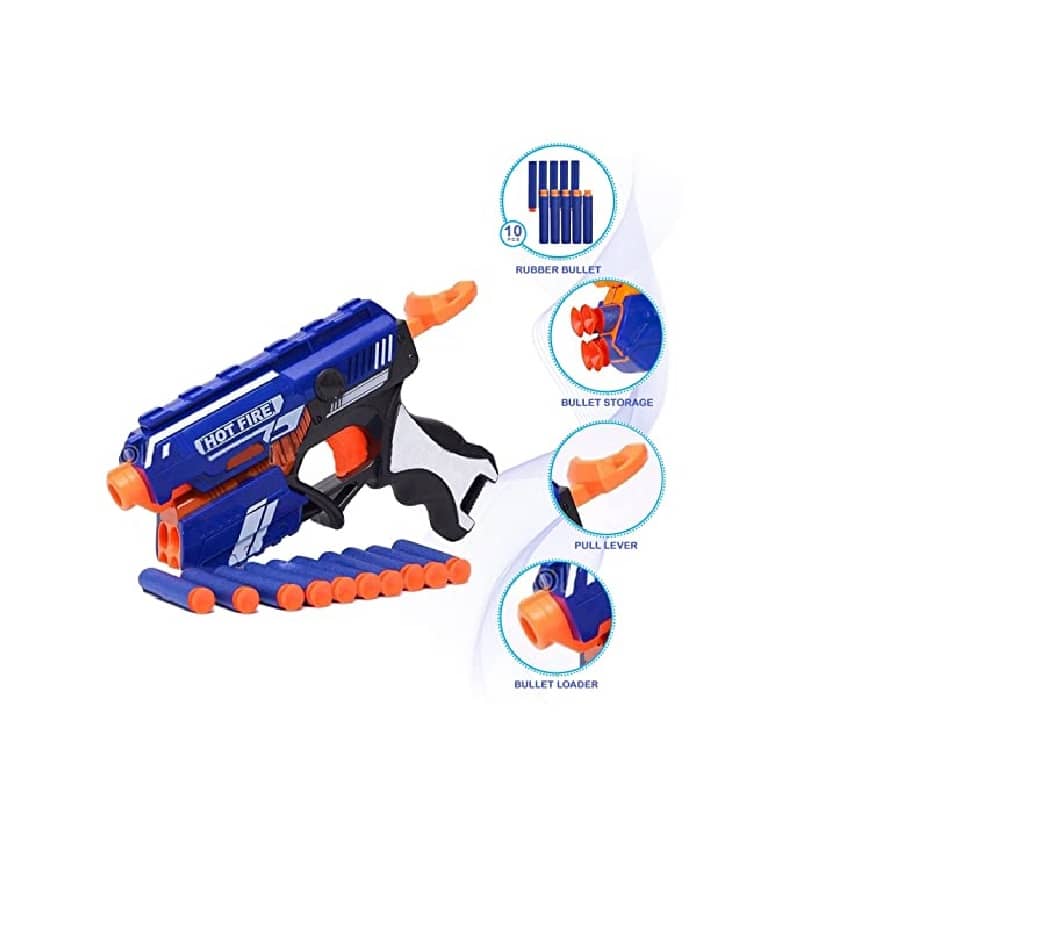 Blaze Blaster Storm Hot Fire Shooting Toy Gun with 10 Soft Foam Bullets Perfect Guns for Boys Kids