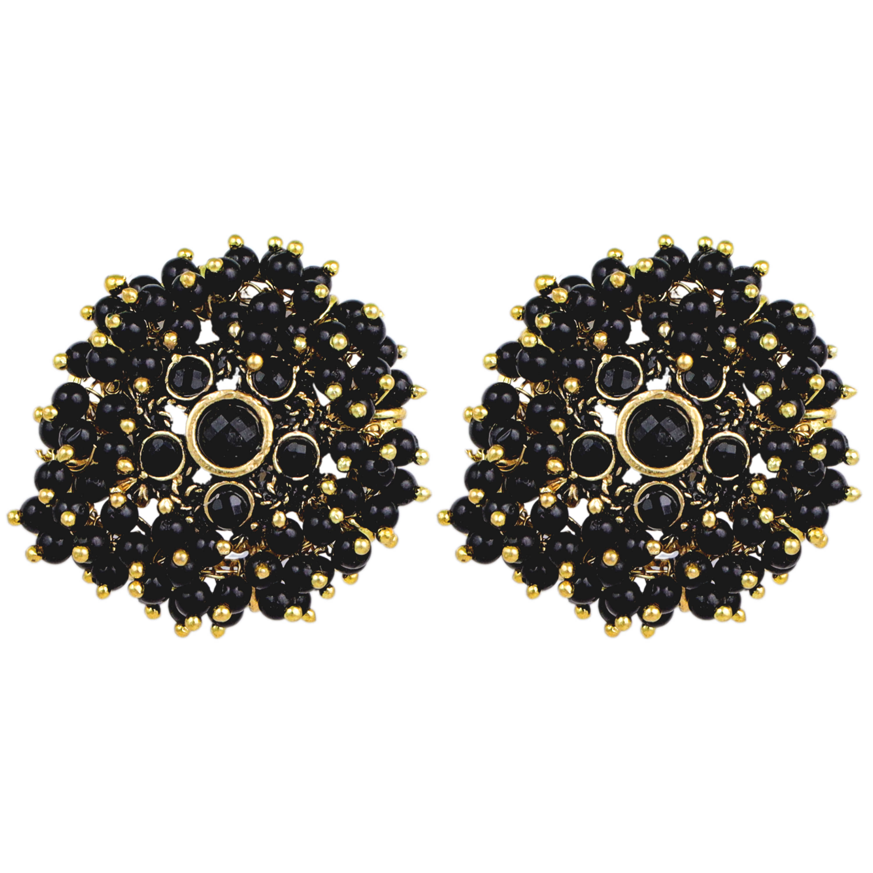 FASHION FRILL - Black Stud Earrings ( Pack of 1 ) - Earrings | Buy online on ZillyBuy