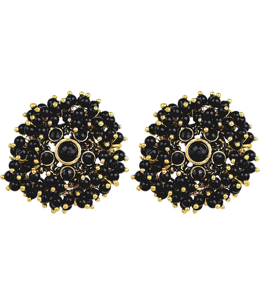 FASHION FRILL - Black Stud Earrings ( Pack of 1 ) - Earrings | Buy online on ZillyBuy