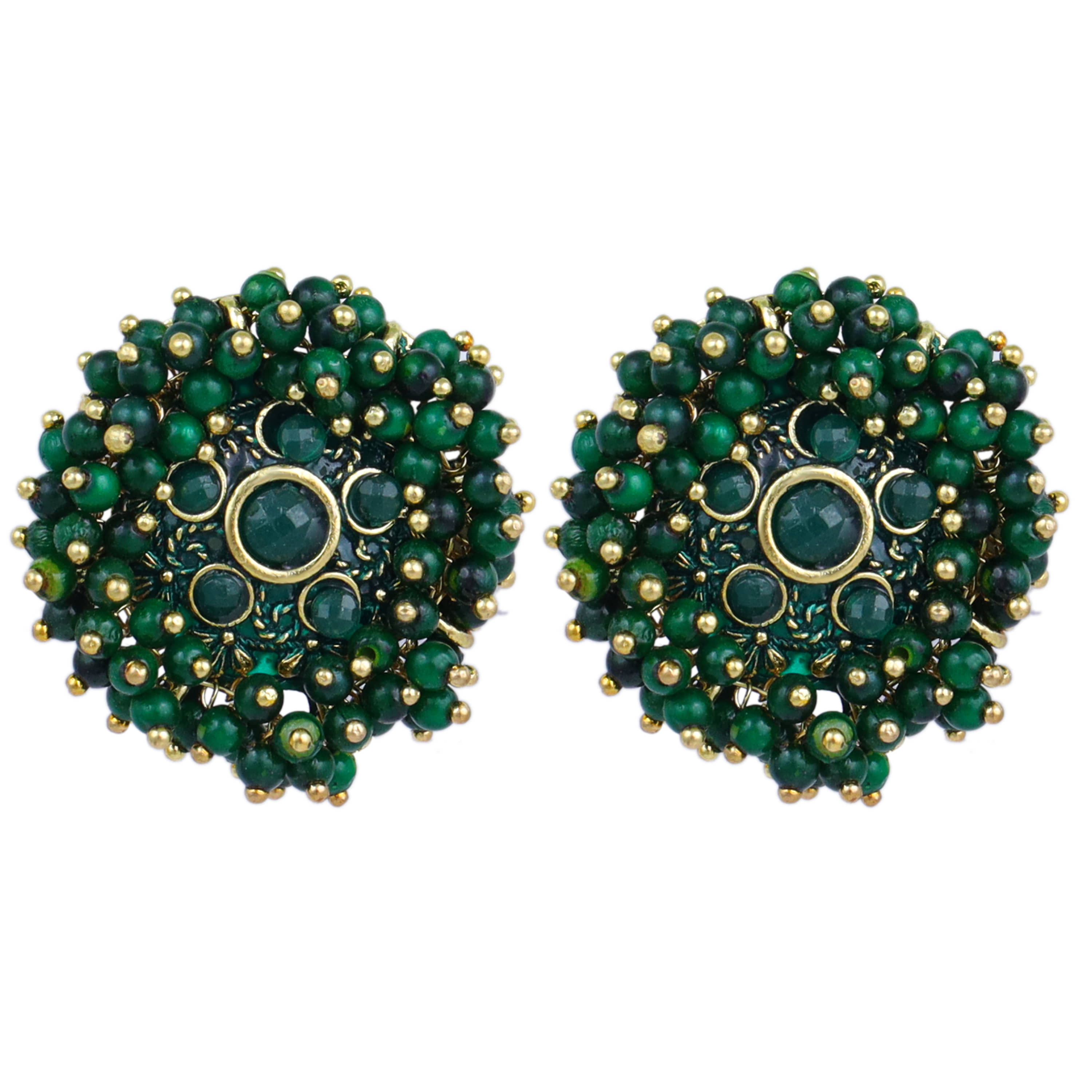FASHION FRILL - Green Stud Earrings ( Pack of 1 ) - Earrings | Buy online on ZillyBuy