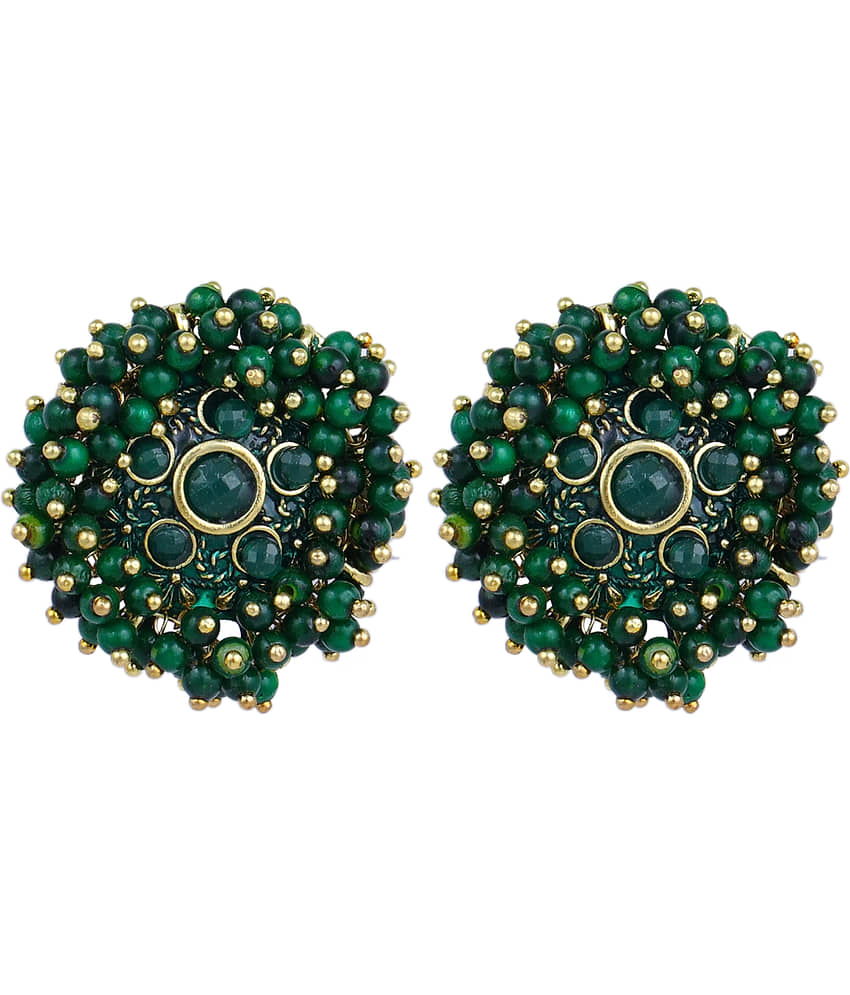 FASHION FRILL - Green Stud Earrings ( Pack of 1 ) - Earrings | Buy online on ZillyBuy
