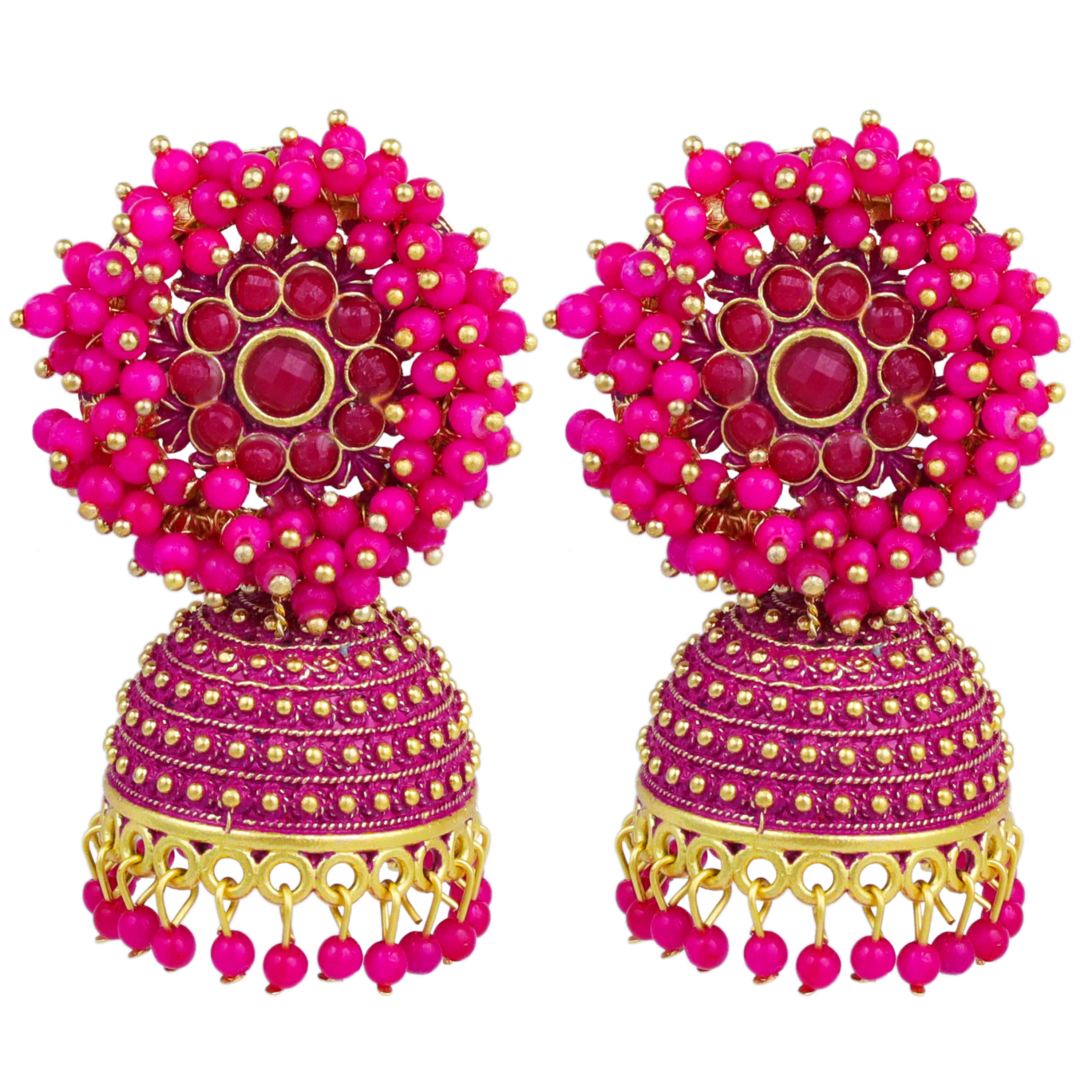 FASHION FRILL - Pink Jhumki Earrings ( Pack of 1 ) - Earrings | Buy online on ZillyBuy